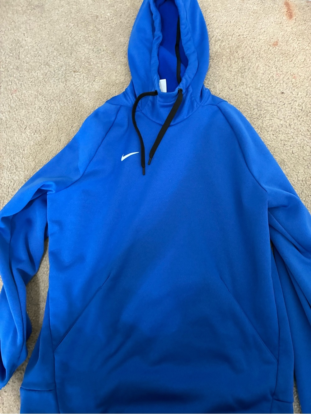 Nike Men’s Blue Pullover Hoodie with Black Drawcords
